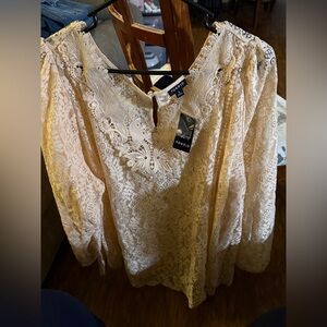 Torrid Beige Lace Blouse